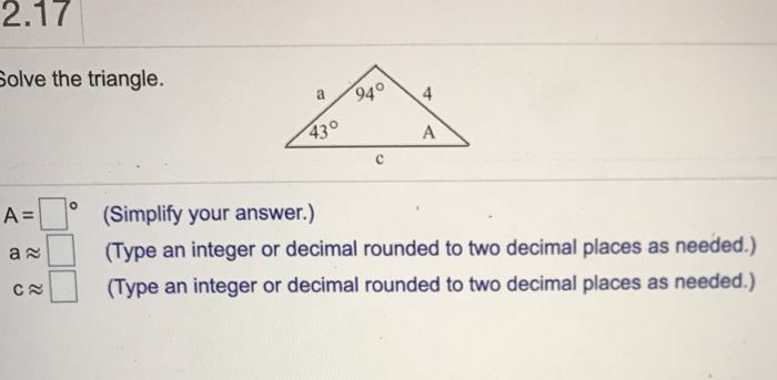 Solved Solve The Triangle Shown To The Right (Simplify Your | Chegg.com