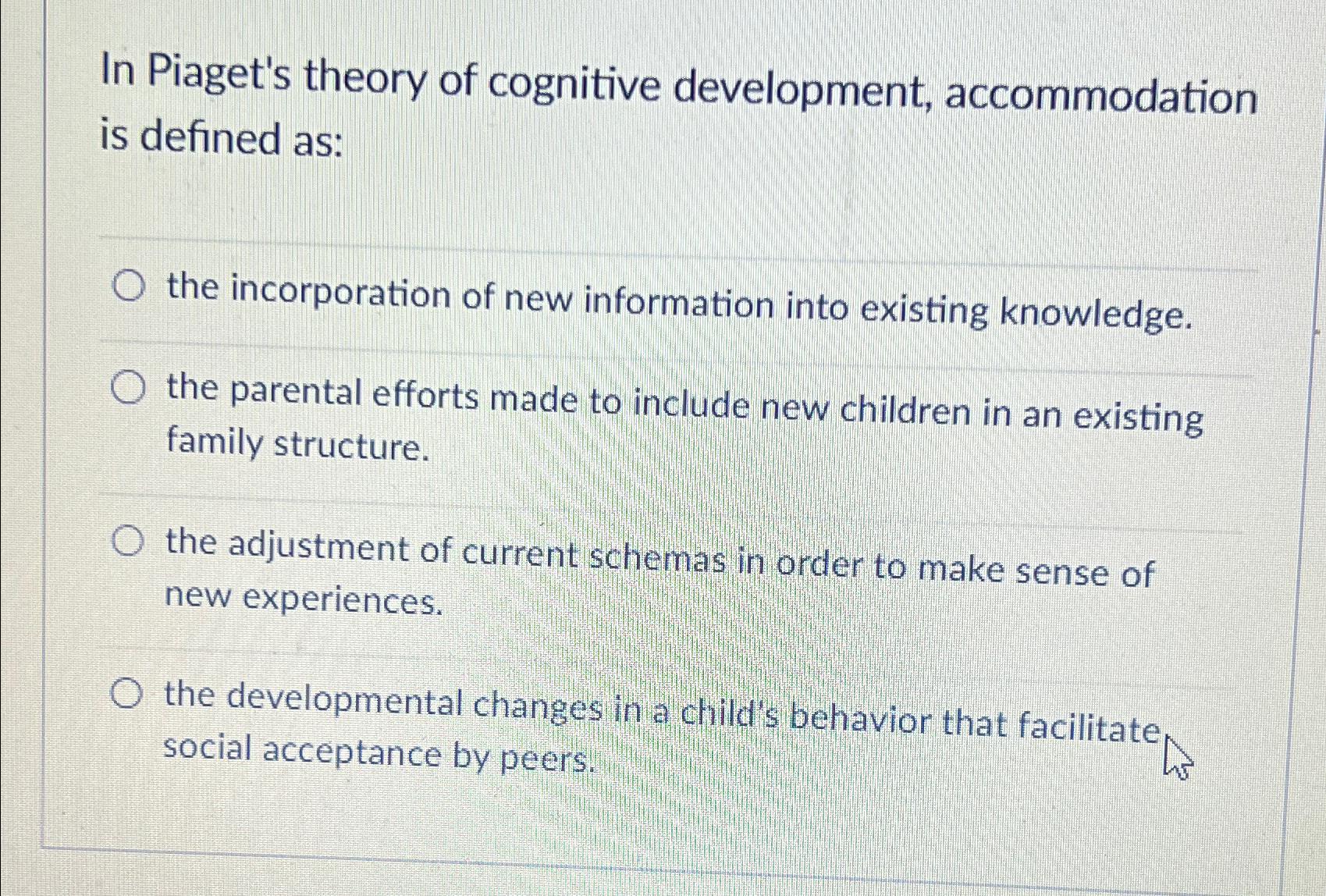 Accommodation in cognitive outlet development