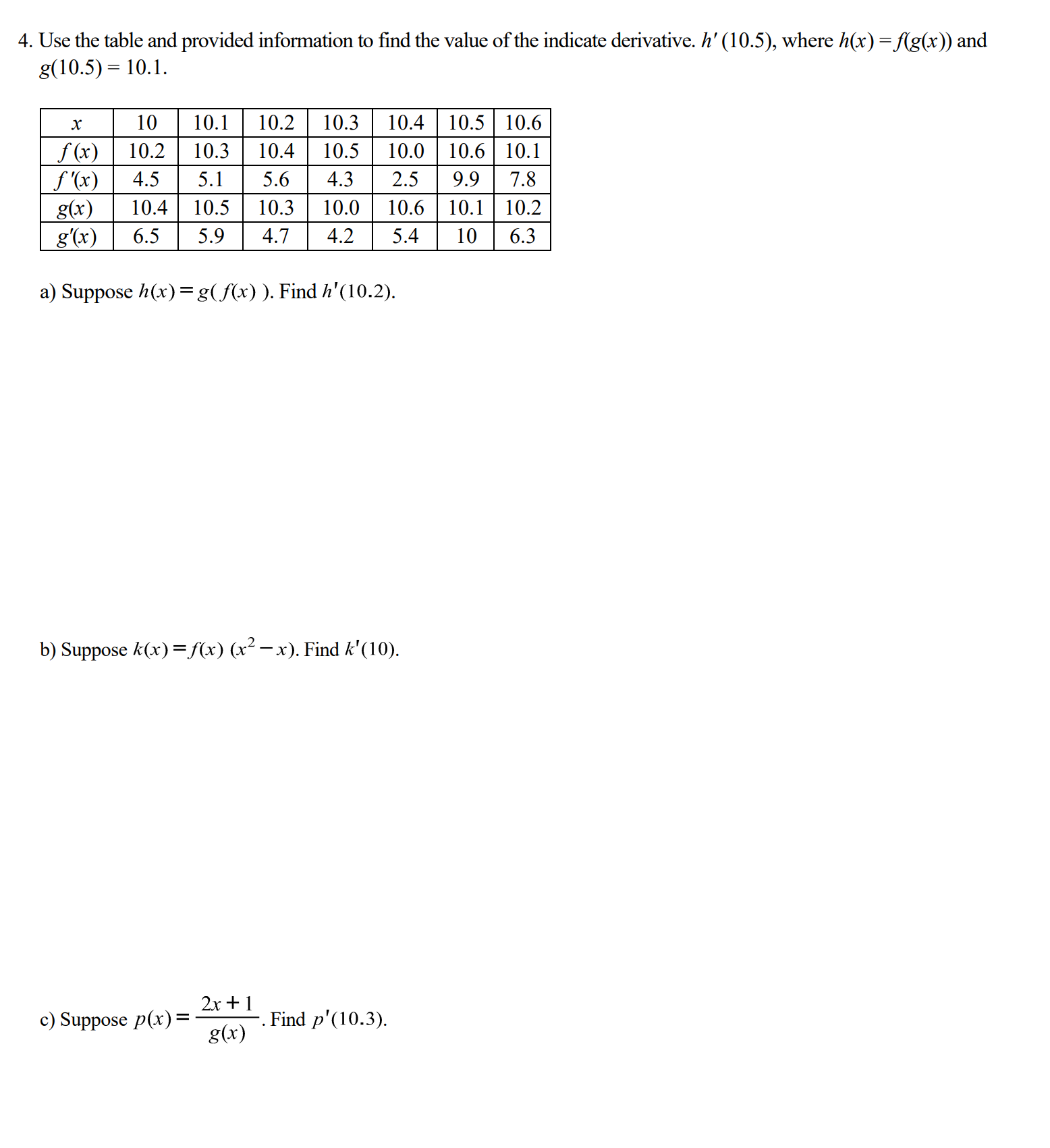 Solved Use the table and provided information to ﻿find the | Chegg.com