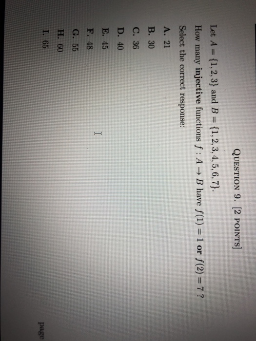 Solved QUESTION 9. (2 POINTS) Let A = {1,2,3} and B = {1, 2, | Chegg.com