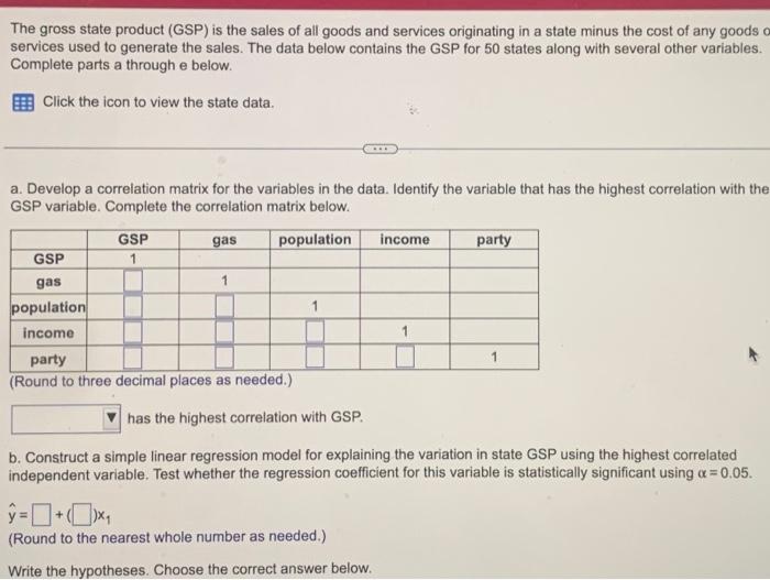 The gross state product (GSP) is the sales of all | Chegg.com