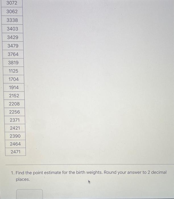 Solved The table below contains the birth weights in grams | Chegg.com