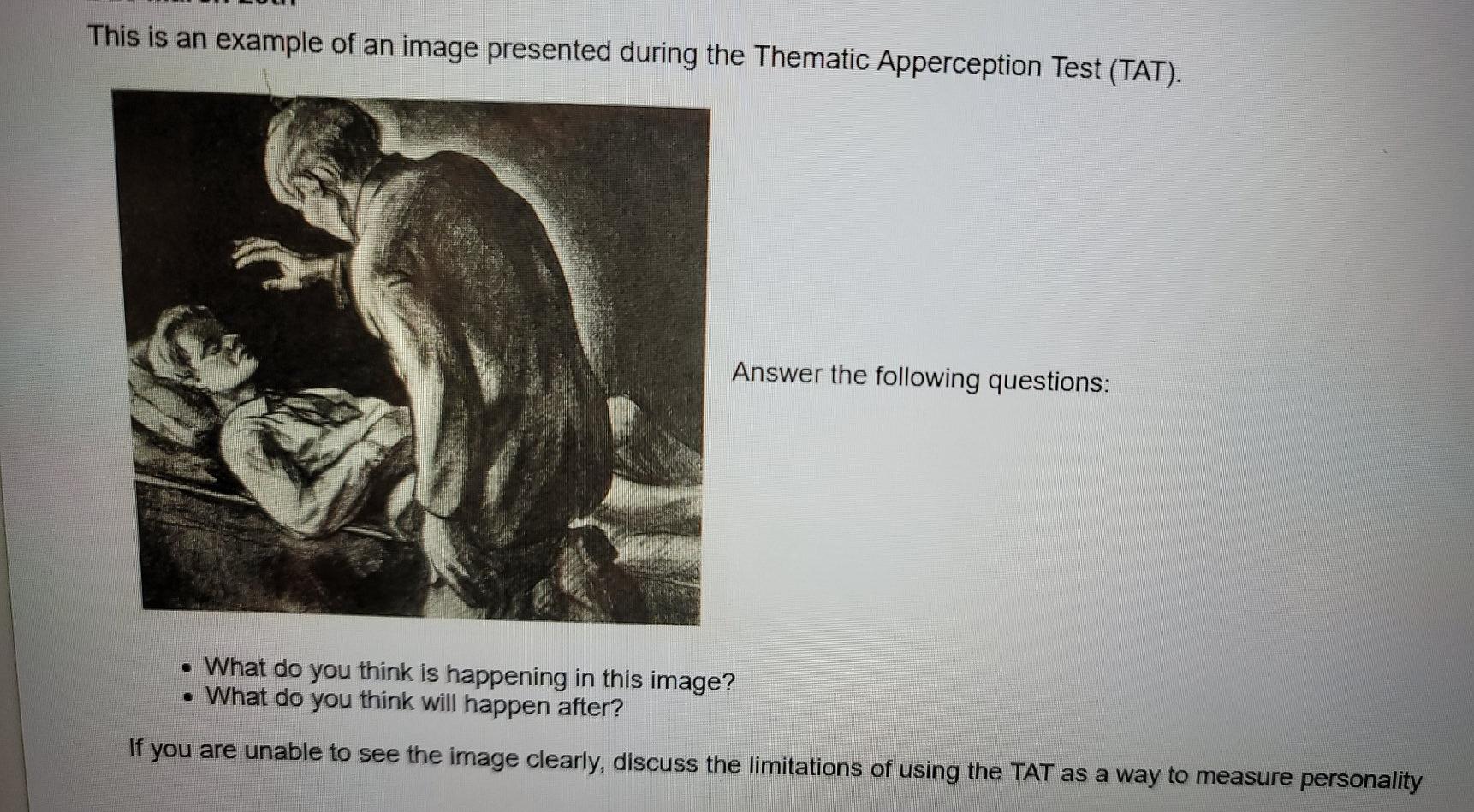 thematic apperception test pictures with answers