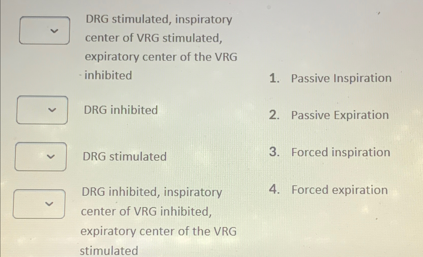 Solved DRG stimulated, inspiratory center of VRG stimulated, | Chegg.com