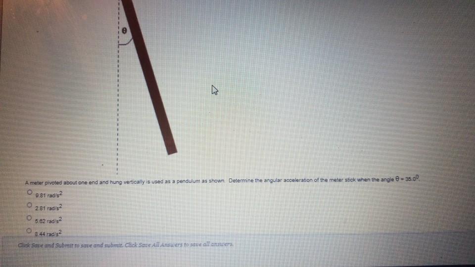 Solved A meter pivoted about one end and hung vertically is | Chegg.com