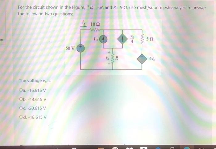 Solved For the circuit shown in the Figure, if Is = 6A and | Chegg.com