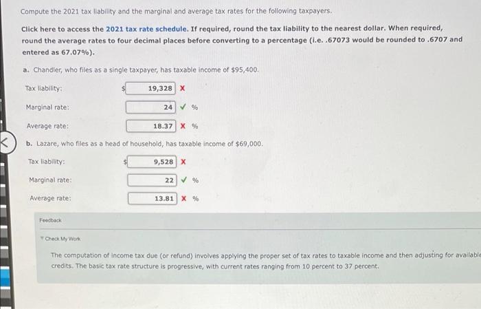 Solved Compute the 2021 tax liability and the marginal and | Chegg.com