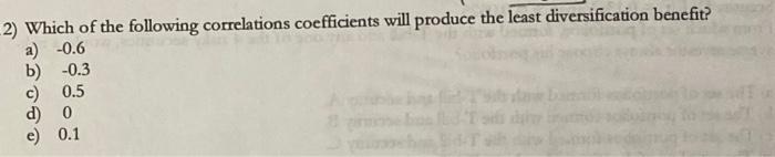 Solved 2) Which of the following correlations coefficients | Chegg.com