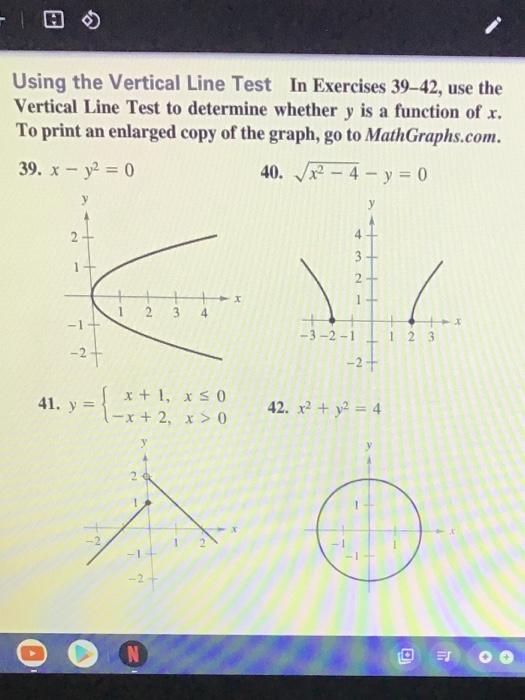 Solved Using the Vertical Line Test In Exercises 39-42, use | Chegg.com