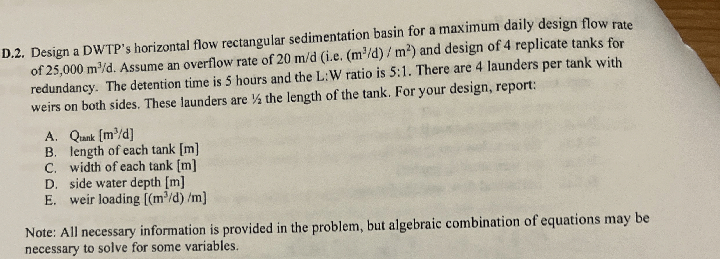 D.2. ﻿Design a DWTP's horizontal flow rectangular