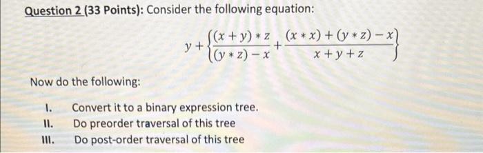 Solved Question 2 (33 Points): Consider the following | Chegg.com ...