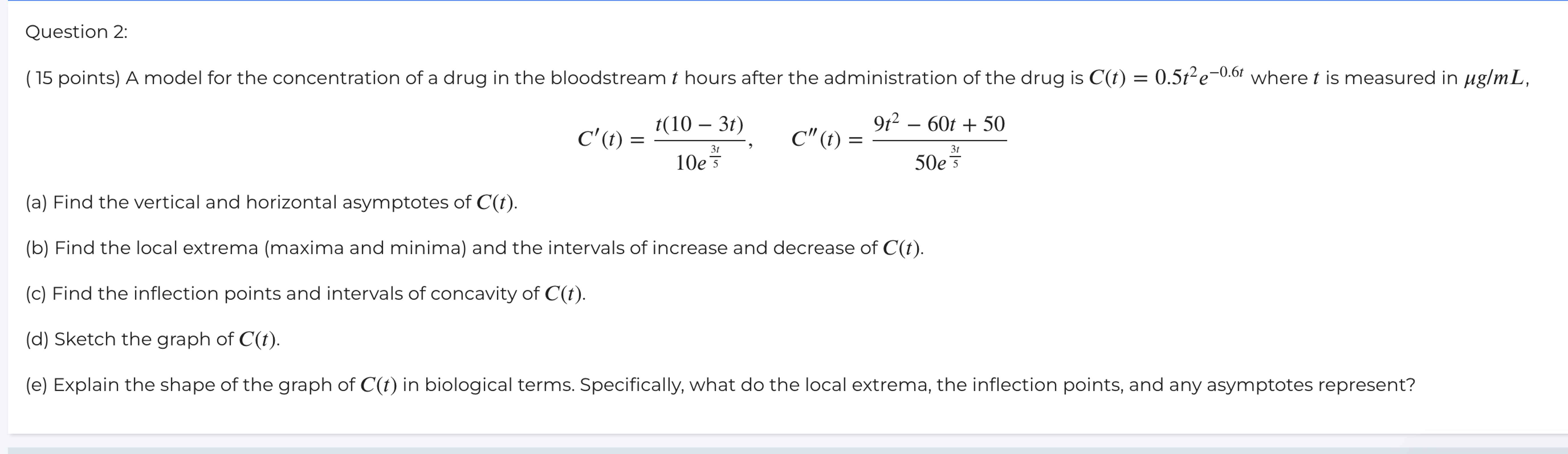 Solved Question 2:( 15 ﻿points) ﻿A model for the | Chegg.com