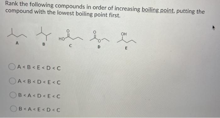 Solved Rank the following compounds in order of increasing | Chegg.com