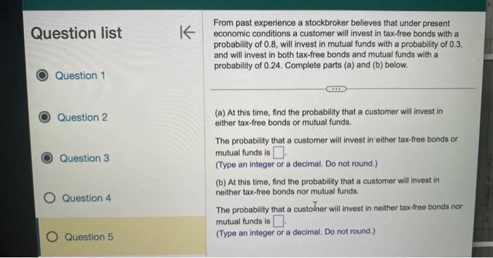 Solved Question List From Past Experience A Stockbroker | Chegg.com