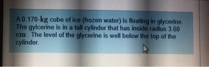 solved-a-0-170-kg-cube-of-ice-frozen-water-is-floating-in-chegg