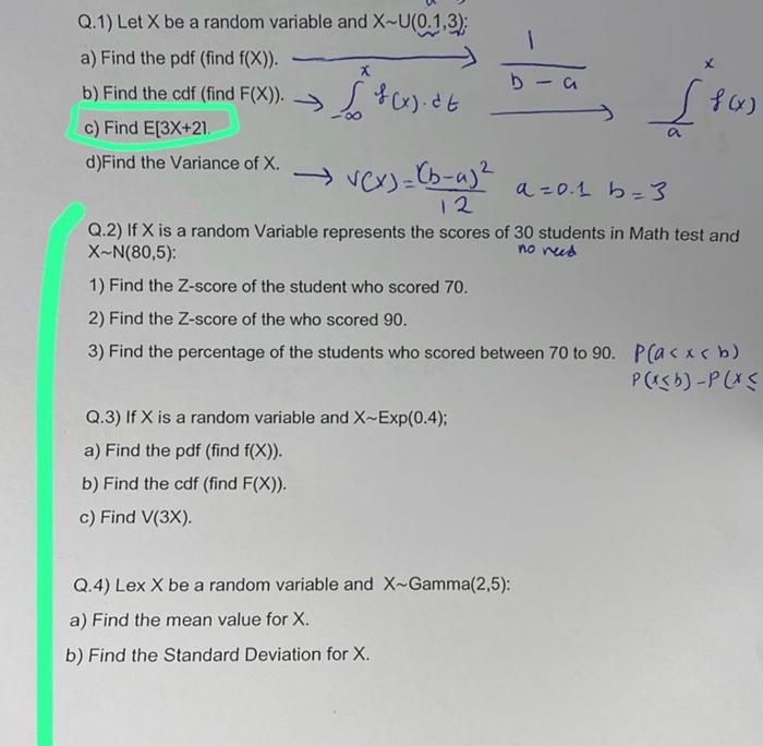 Solved A Find The Pdf Find F X ⋅ B−a1 B Find The Cdf