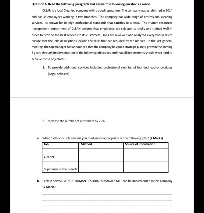 Solved Question 4: Read the following paragraph and answer | Chegg.com