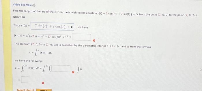 Solved Find the length of the arc of the circular helix with | Chegg.com