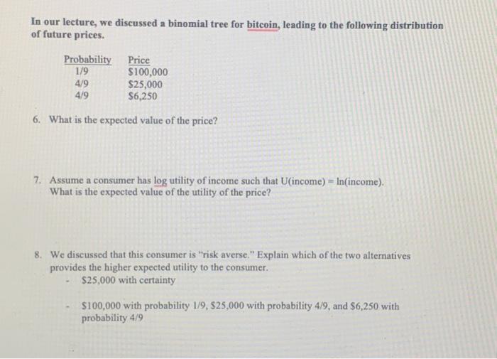 Solved In our lecture, we discussed a binomial tree for | Chegg.com