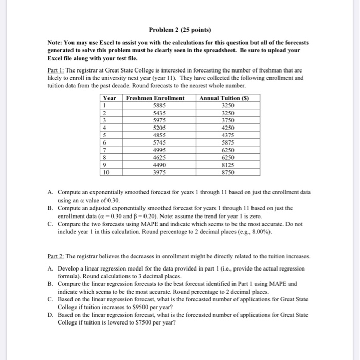 Solved Problem 2 (25 points) Note: You may use Excel to | Chegg.com