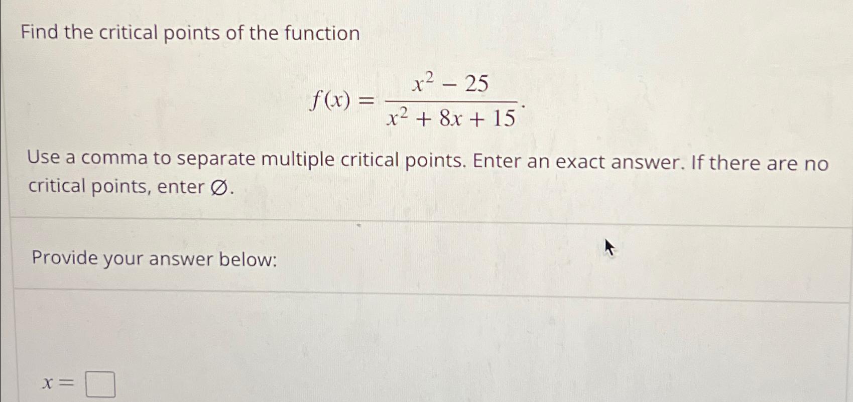 Solved Find the critical points of the | Chegg.com