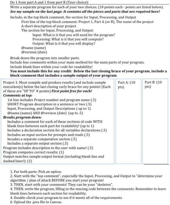 Solved Do 1 from part A and 1 from part B (Your choice): | Chegg.com