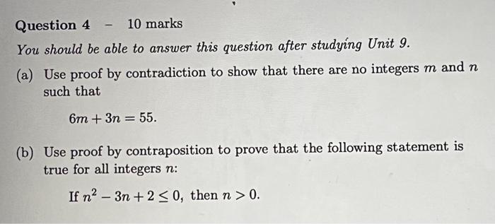 Solved Question 4 - 10 marks You should be able to answer | Chegg.com
