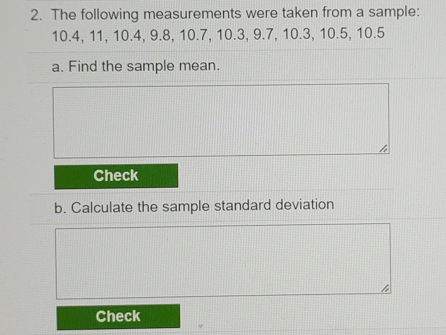 Solved 2. The following measurements were taken from a | Chegg.com