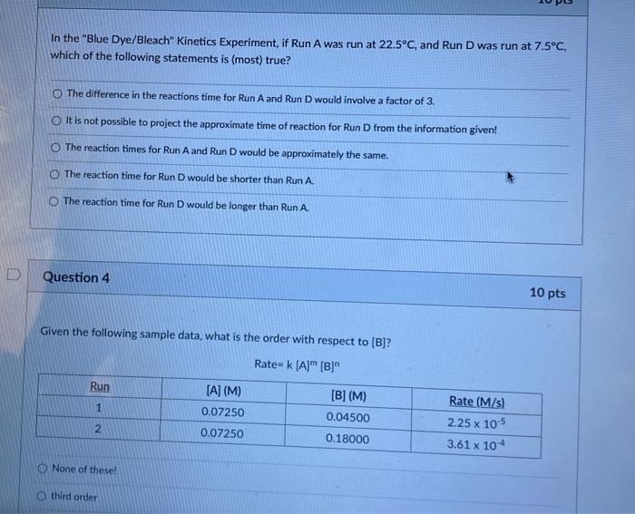 Solved In the "Blue Dye/Bleach" Experiment, if Run