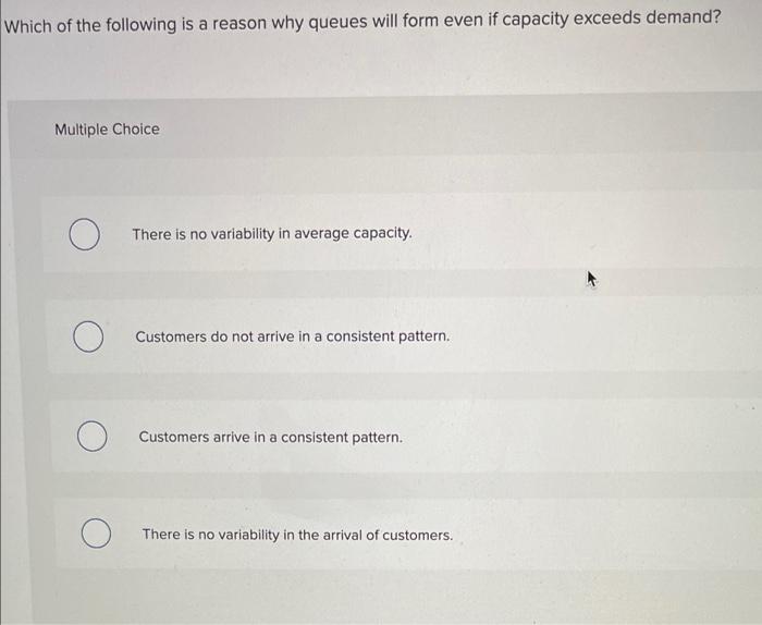 Solved Which of the following is a reason why queues will | Chegg.com