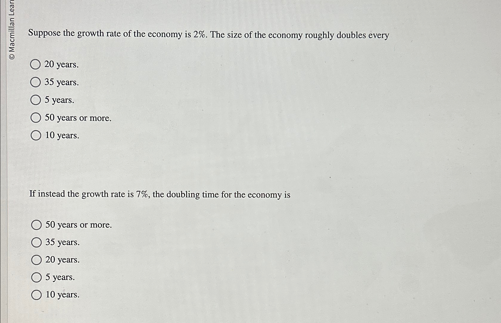 Solved Suppose the growth rate of the economy is 2%. ﻿The | Chegg.com