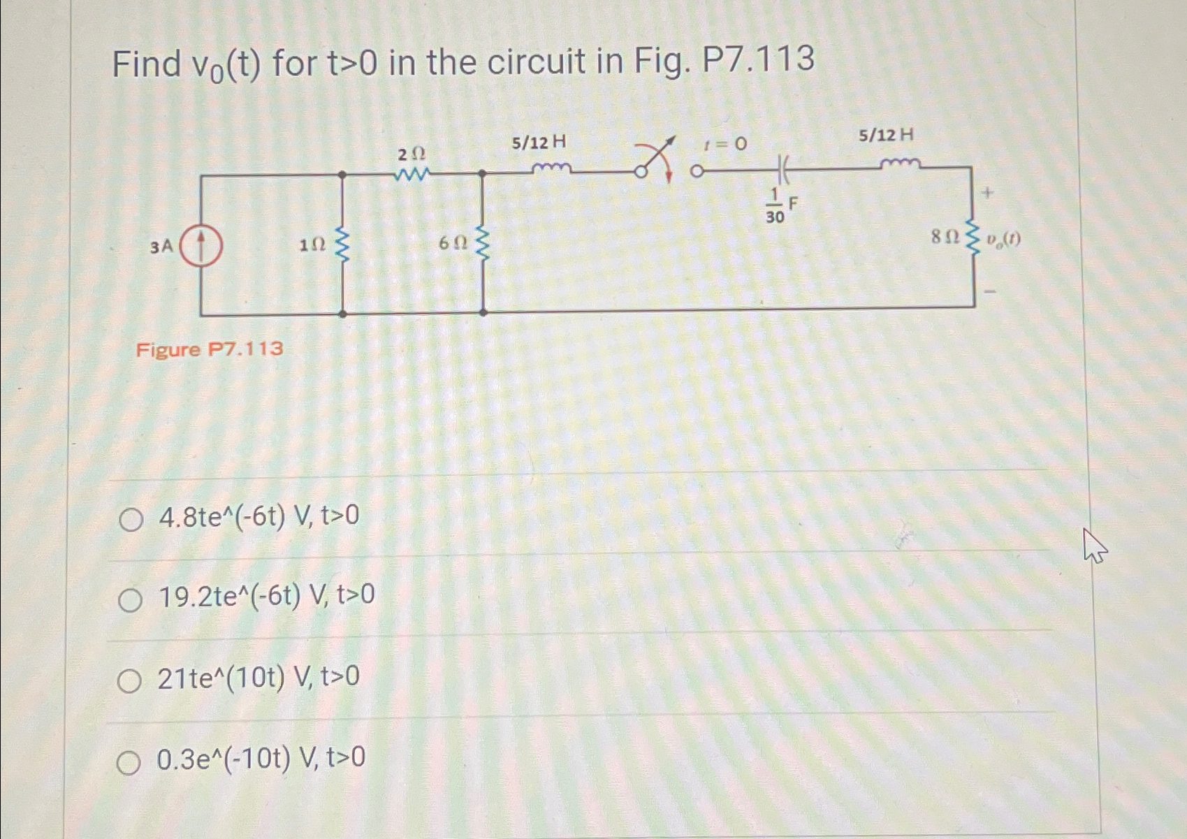 Solved Find V0 T ﻿for T 0 ﻿in The Circuit In Fig