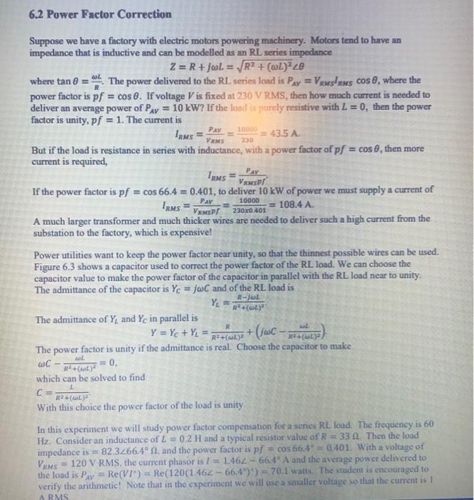 Power Factor Correction For each capacitance value