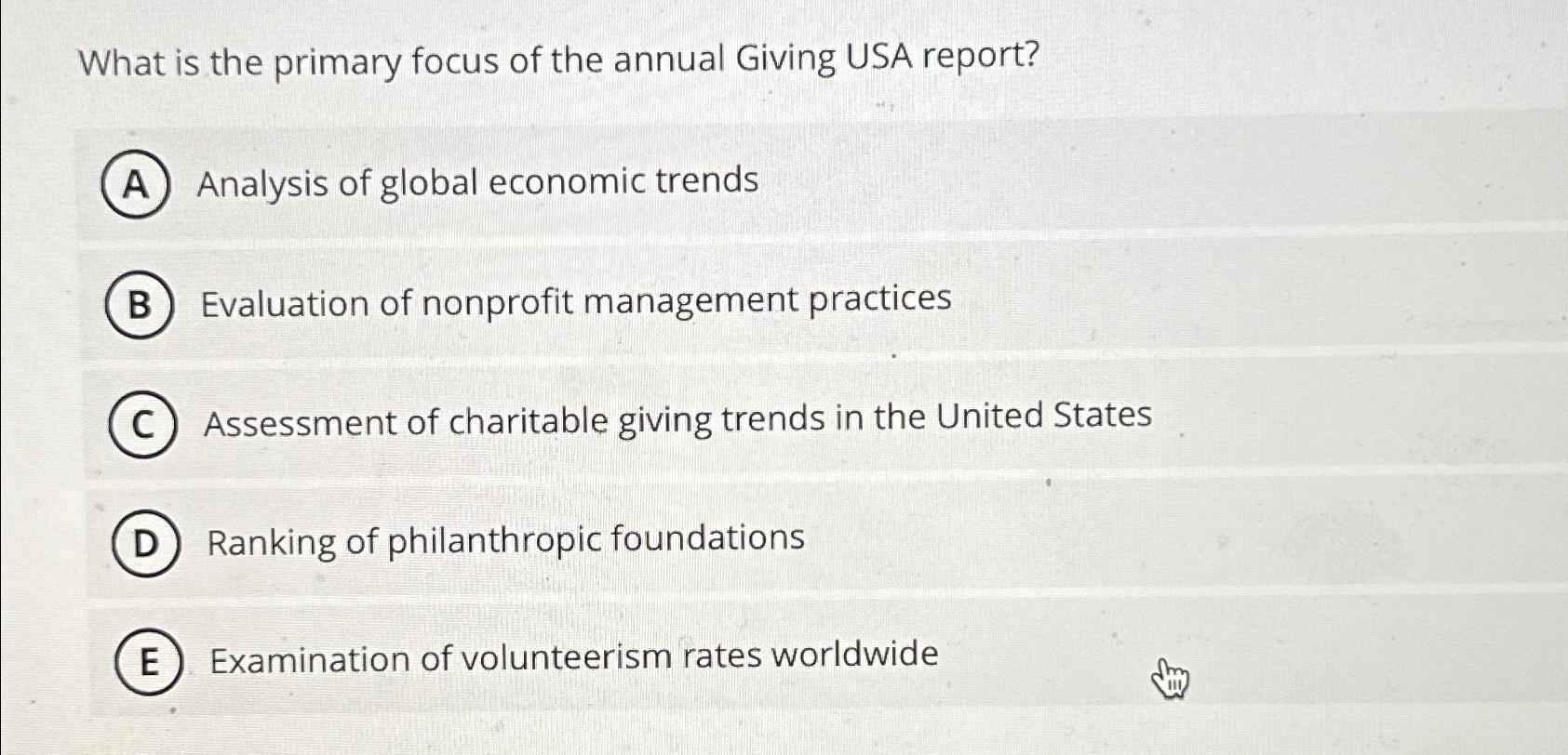 solved-what-is-the-primary-focus-of-the-annual-giving-usa-chegg