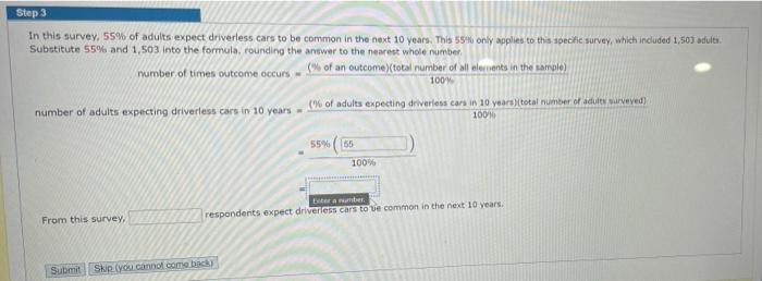 Solved Step 3 In this survey, 55% of adults expect | Chegg.com