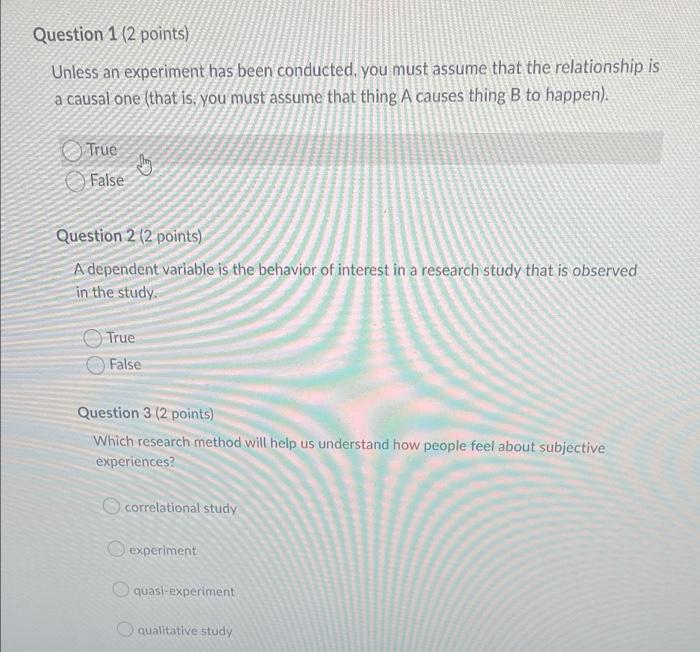 Solved Question 1 (2 Points) Unless An Experiment Has Been | Chegg.com