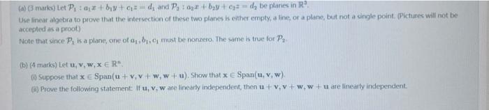 Solved (a) (3 maris) Let P1:a1x+b1y+c1z=d1 and | Chegg.com