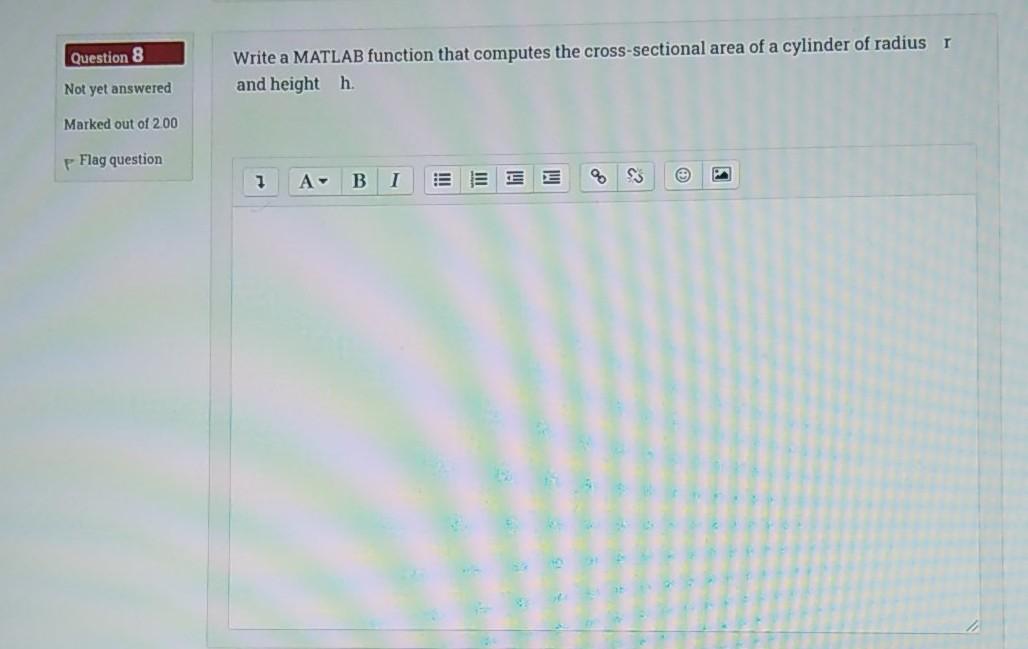 Solved Question 8 Write a MATLAB function that computes the | Chegg.com