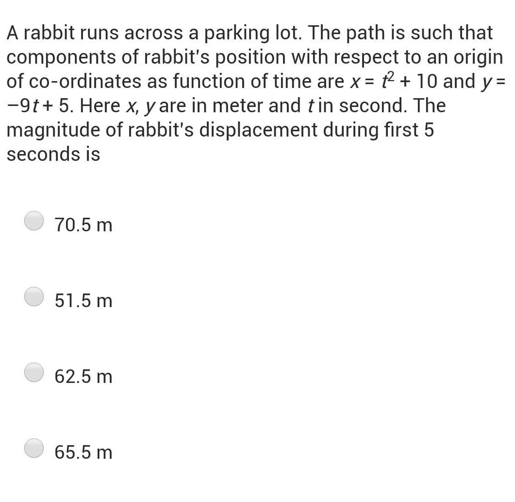 Solved A rabbit runs across a parking lot. The path is such | Chegg.com