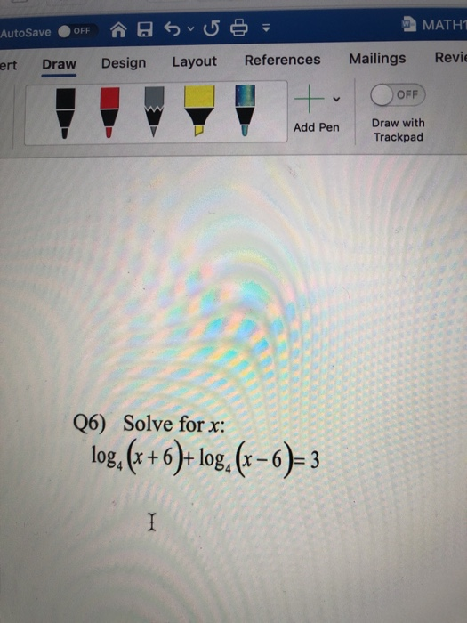 Solved AutoSave W MATH1 OFF Ô Su 5 8 = Draw Design Ert | Chegg.com