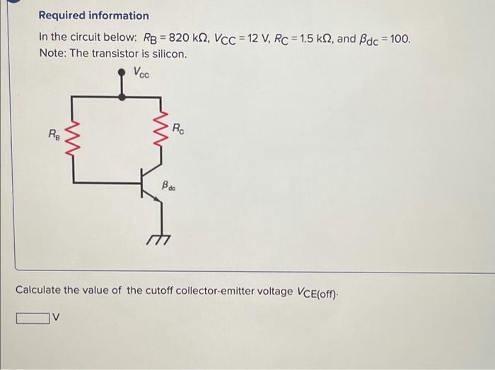 Solved ! Required information In the circuit below: RB = 820 | Chegg.com