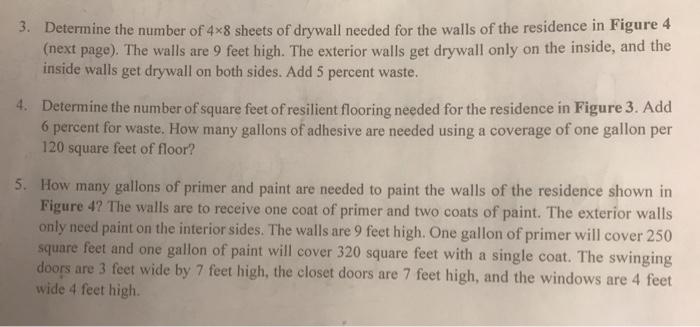 Solved 3. Determine the number of 4x8 sheets of drywall | Chegg.com