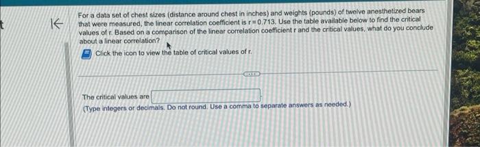 Solved For a data set of chest sizes (distance around chest | Chegg.com