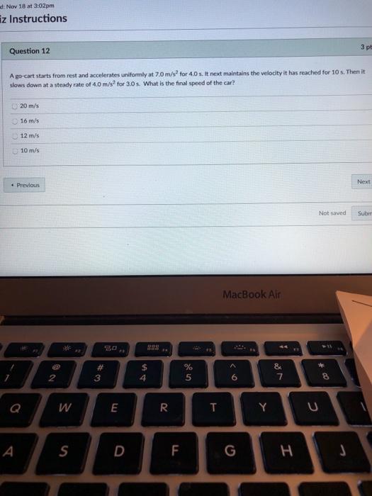 Solved d: Nov 18 at 3:02pm iz Instructions 3 pt Question 12 | Chegg.com