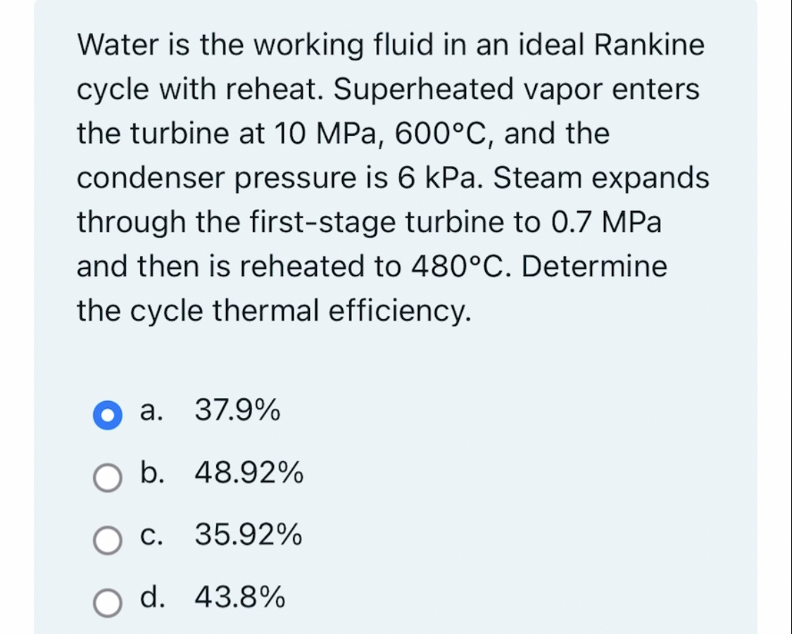 Solved Water is the working fluid in an ideal Rankine cycle | Chegg.com