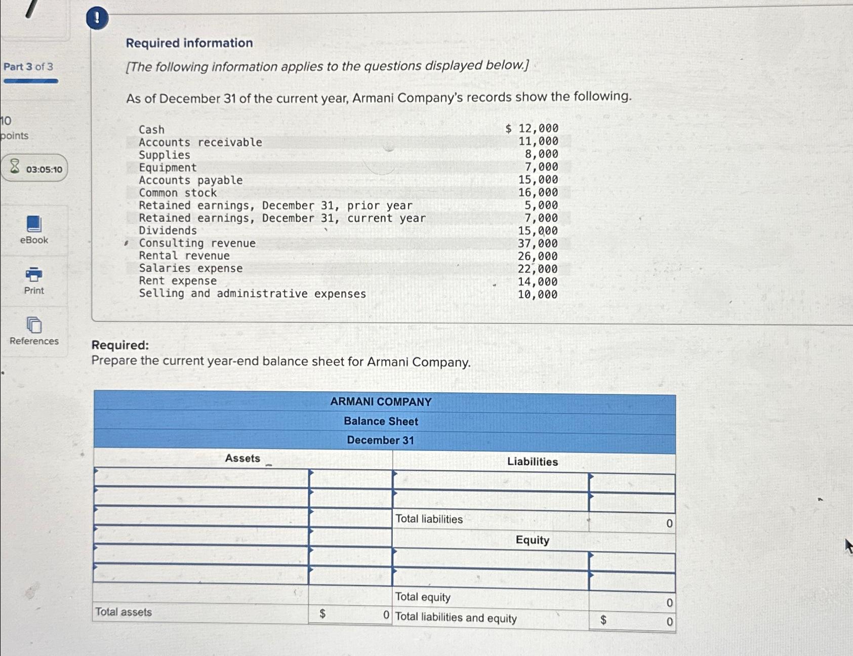 Solved prepare the end of the year balance sheet for the Chegg