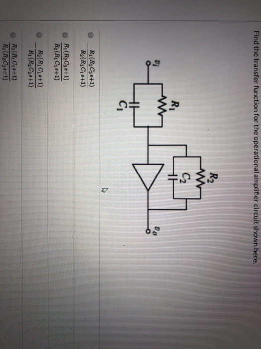 Solved Find the transfer function for the operational | Chegg.com
