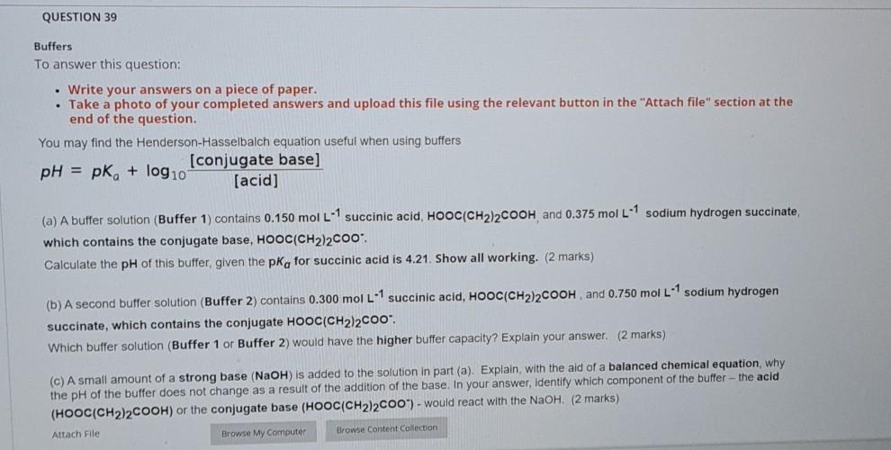 Solved QUESTION 39 Buffers To answer this question: • Write | Chegg.com