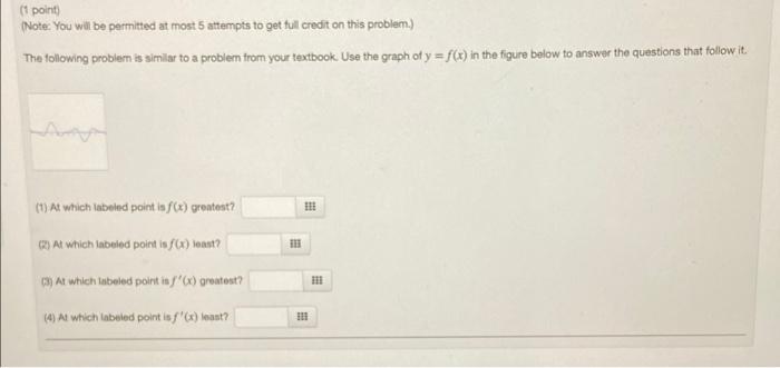 Solved (1 point) (Note: You will be permitted at most 5 | Chegg.com