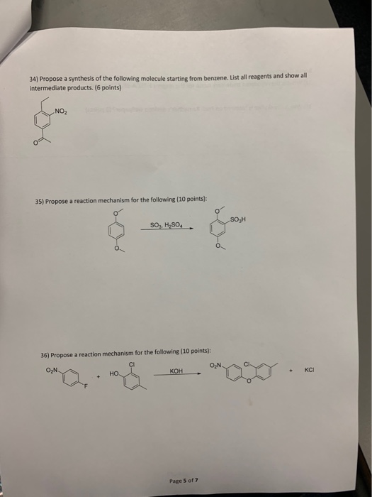 Solved 34) Propose a synthesis of the following molecule | Chegg.com